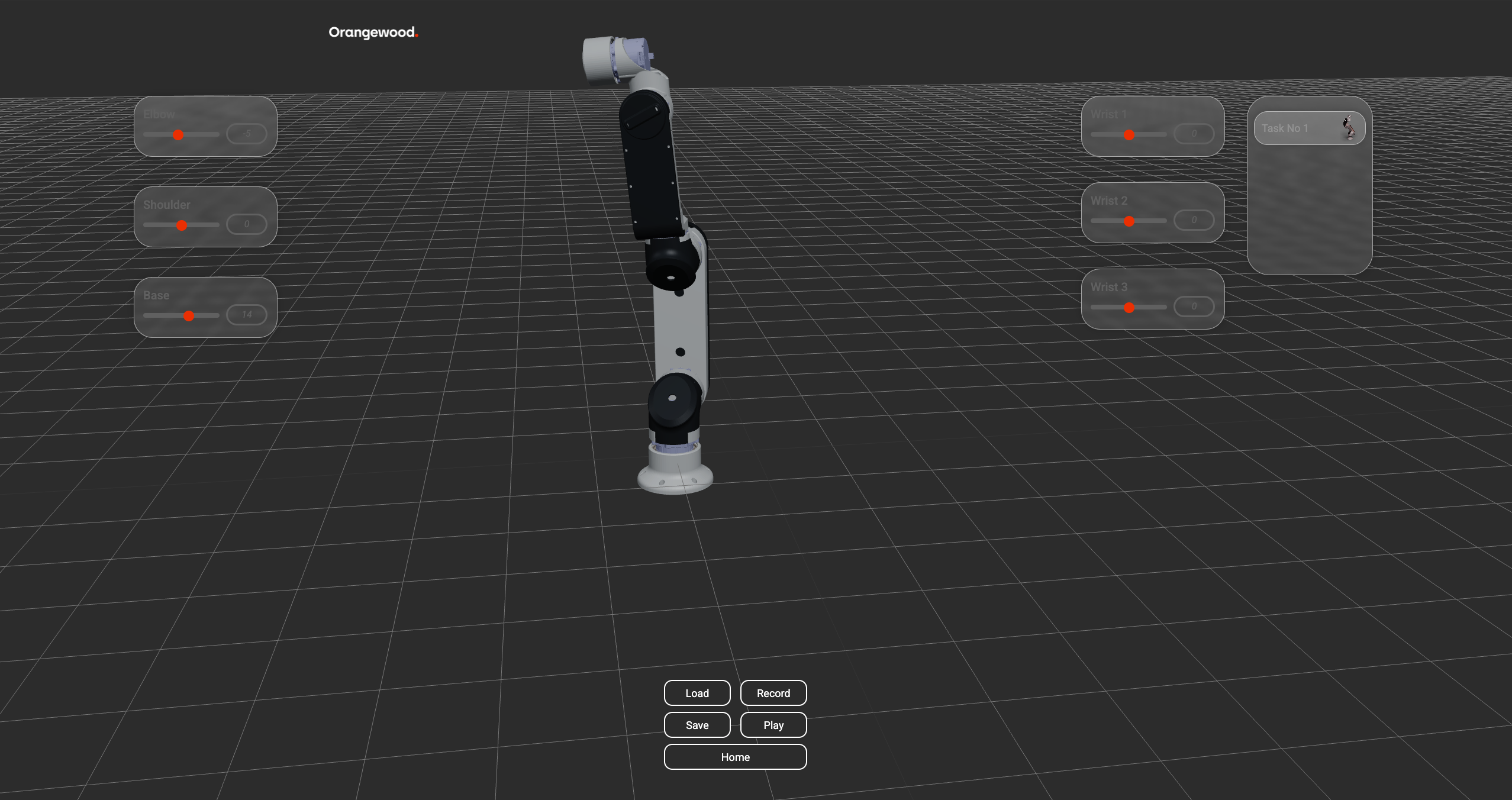 Orangewood robot arm simulation UI